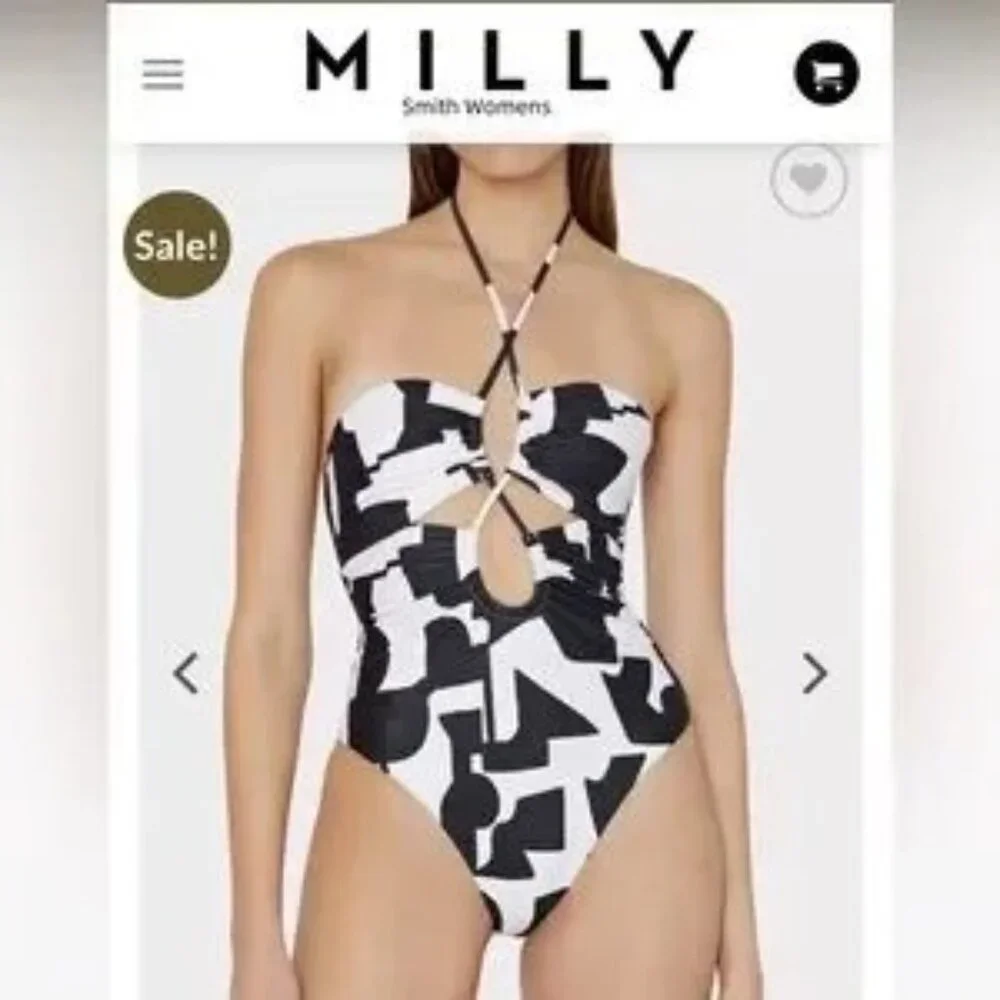 Milly Black and White Cutout One-Piece Swimsuit